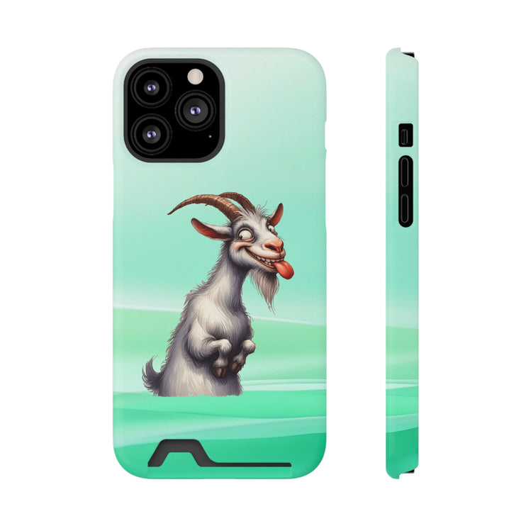 EnchantGuard Phone Case with Card Holder: Style Meets Functionality - Goat