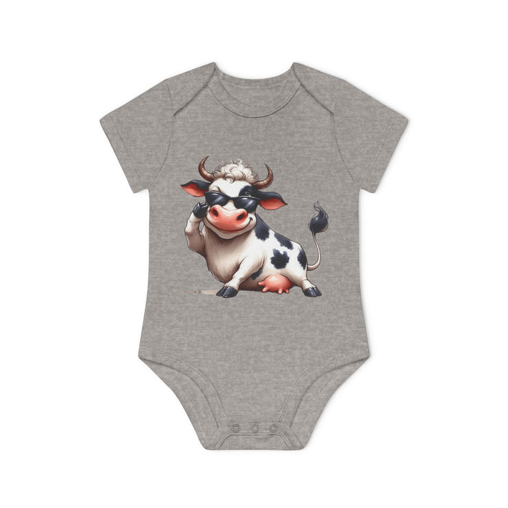 SnuggleNest Organic Baby Bodysuit (Short Sleeves) Cow