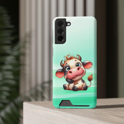 EnchantGuard Phone Case with Card Holder: Style Meets Functionality - Cow