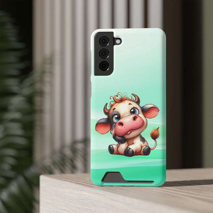 EnchantGuard Phone Case with Card Holder: Style Meets Functionality - Cow