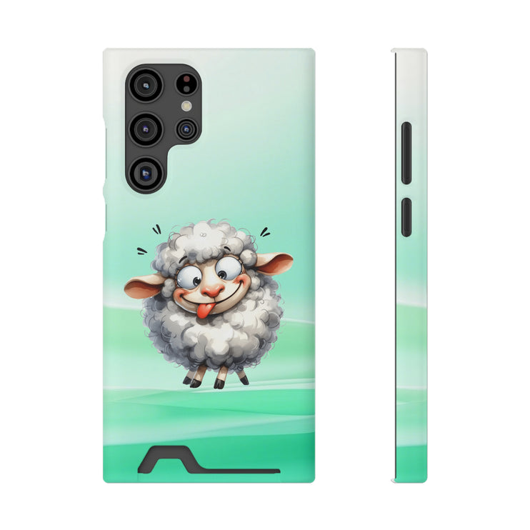 EnchantGuard Phone Case with Card Holder: Style Meets Functionality - Sheep