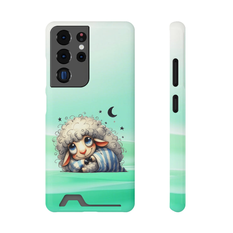 EnchantGuard Phone Case with Card Holder: Style Meets Functionality - Sheep