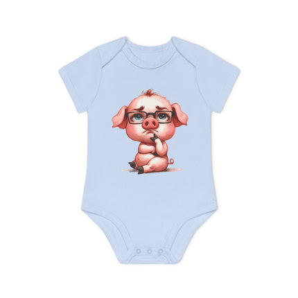 SnuggleNest Organic Baby Bodysuit (Short Sleeves) Pig