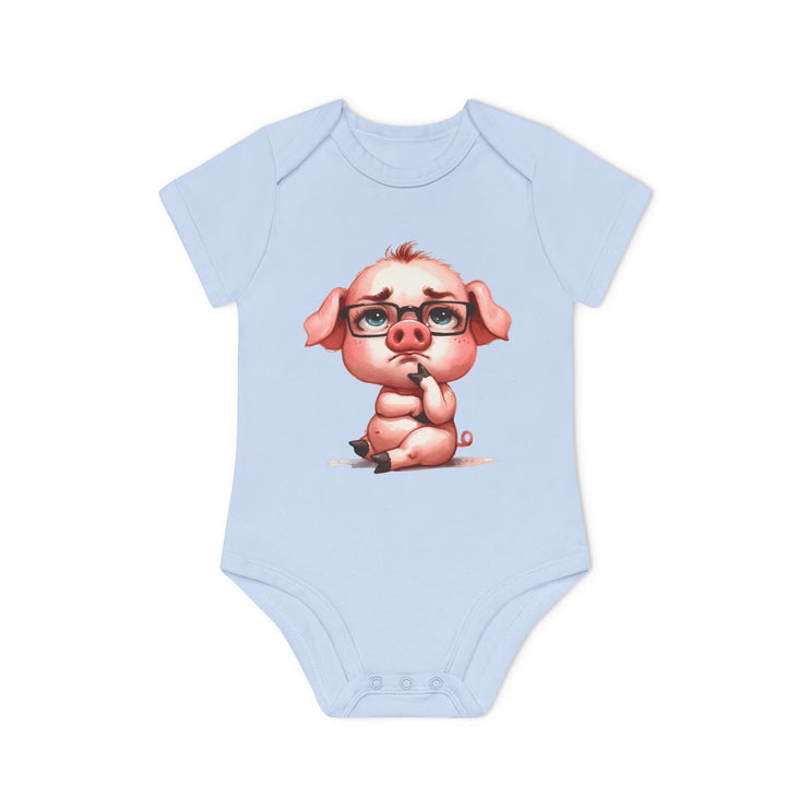 SnuggleNest Organic Baby Bodysuit (Short Sleeves) Pig