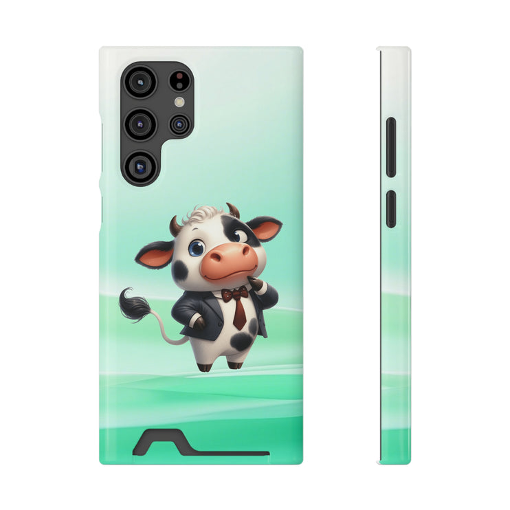 EnchantGuard Phone Case with Card Holder: Style Meets Functionality - Cow