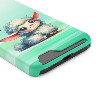 EnchantGuard Phone Case with Card Holder: Style Meets Functionality - Sheep