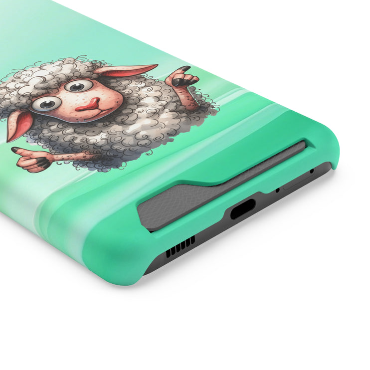 EnchantGuard Phone Case with Card Holder: Style Meets Functionality - Sheep