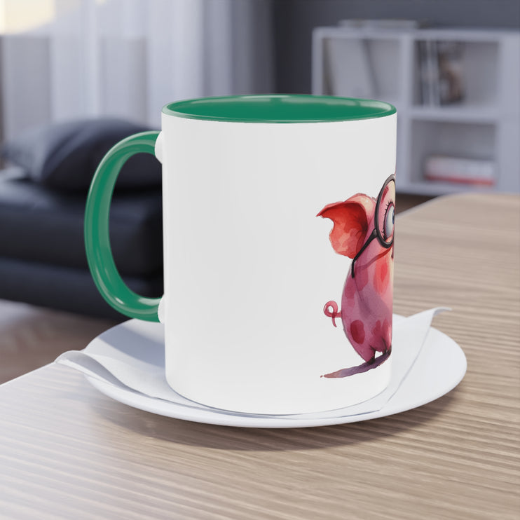 Harmony Two-Tone Coffee Mug: Sip in Style, Revel in Comfort - Pig