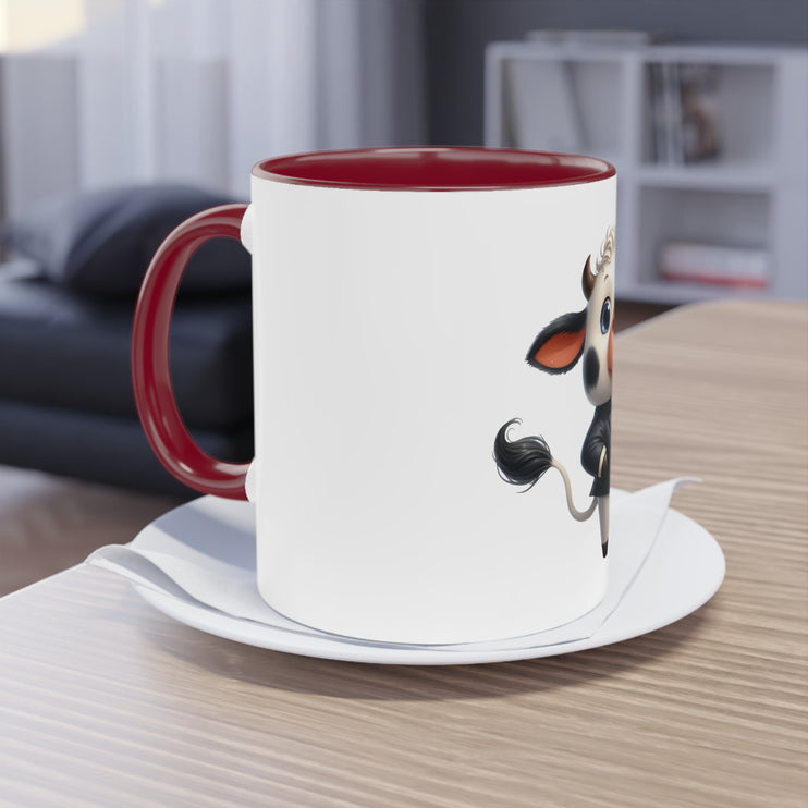 Harmony Two-Tone Coffee Mug: Sip in Style, Revel in Comfort - Cow