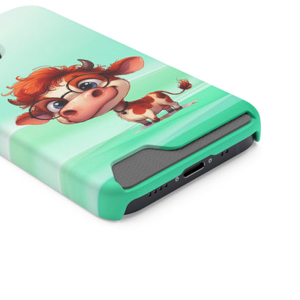 EnchantGuard Phone Case with Card Holder: Style Meets Functionality - Cow