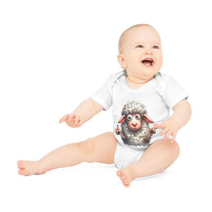 SnuggleNest Organic Baby Bodysuit (Short Sleeves) Sheep