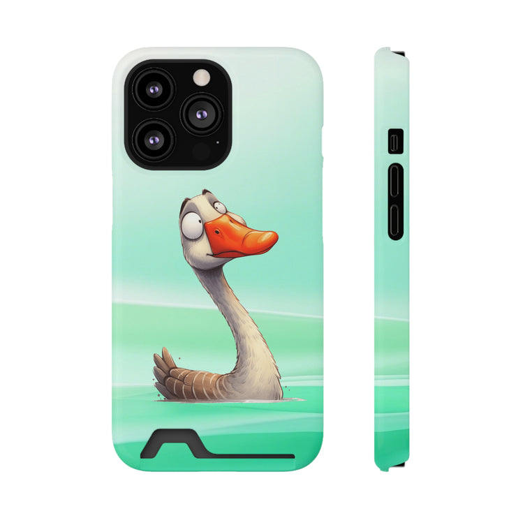 EnchantGuard Phone Case with Card Holder: Style Meets Functionality - Swan