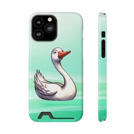 EnchantGuard Phone Case with Card Holder: Style Meets Functionality - Swan