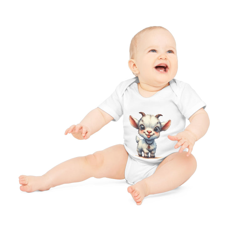 SnuggleNest Organic Baby Bodysuit (Short Sleeves) Goat