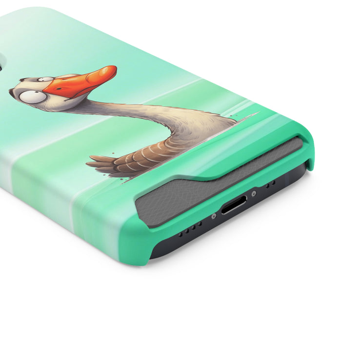 EnchantGuard Phone Case with Card Holder: Style Meets Functionality - Swan