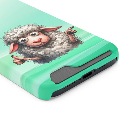 EnchantGuard Phone Case with Card Holder: Style Meets Functionality - Sheep