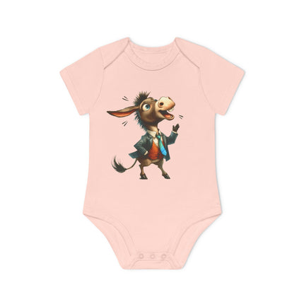 SnuggleNest Organic Baby Bodysuit (Short Sleeves) Donkey