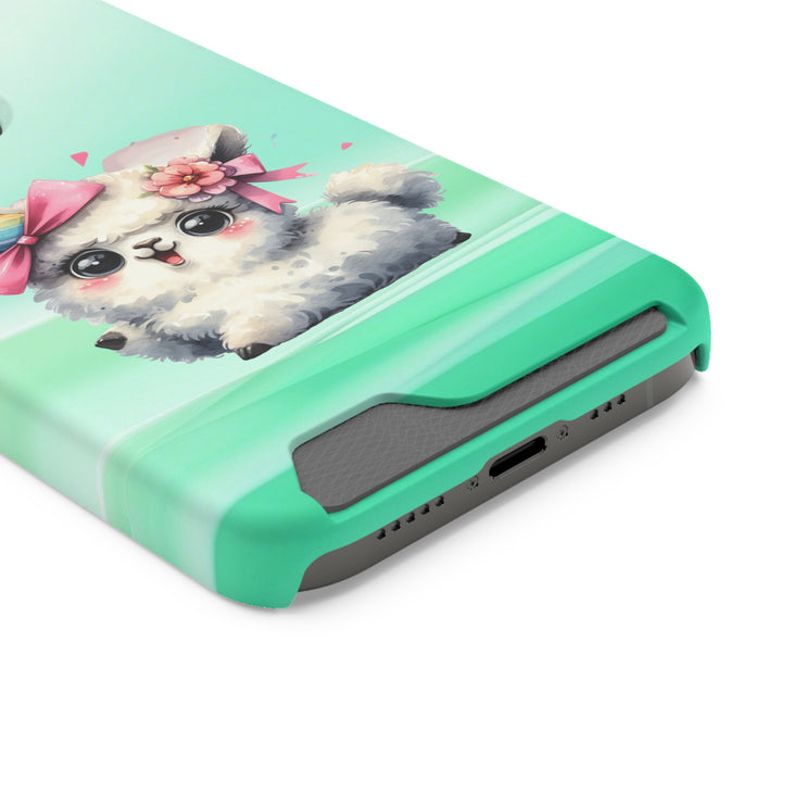 EnchantGuard Phone Case with Card Holder: Style Meets Functionality - Sheep