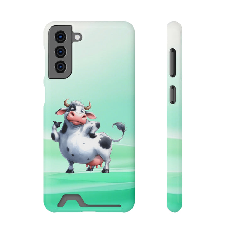 EnchantGuard Phone Case with Card Holder: Style Meets Functionality - Cow