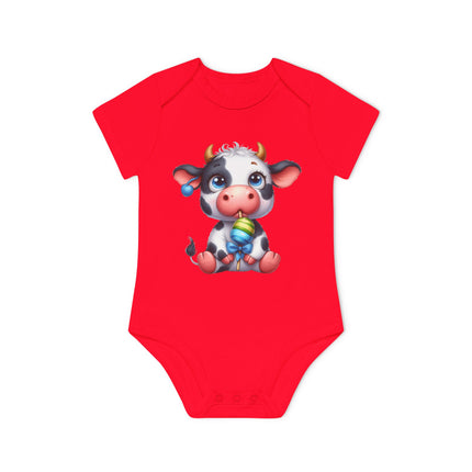 SnuggleNest Organic Baby Bodysuit (Short Sleeves) Cow