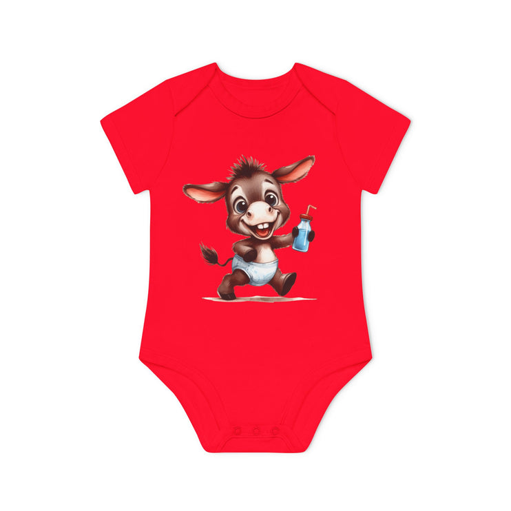 SnuggleNest Organic Baby Bodysuit (Short Sleeves) Donkey