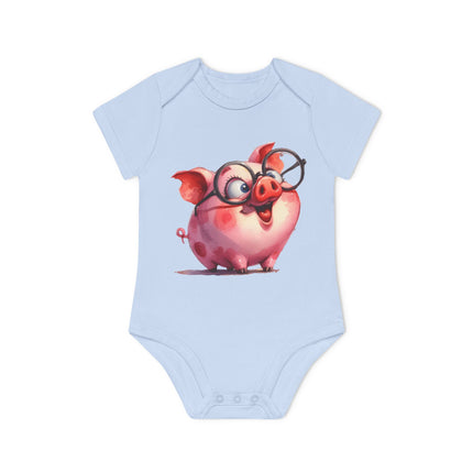 SnuggleNest Organic Baby Bodysuit (Short Sleeves) Pig