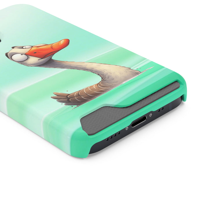 EnchantGuard Phone Case with Card Holder: Style Meets Functionality - Swan