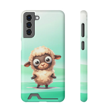 EnchantGuard Phone Case with Card Holder: Style Meets Functionality - Sheep