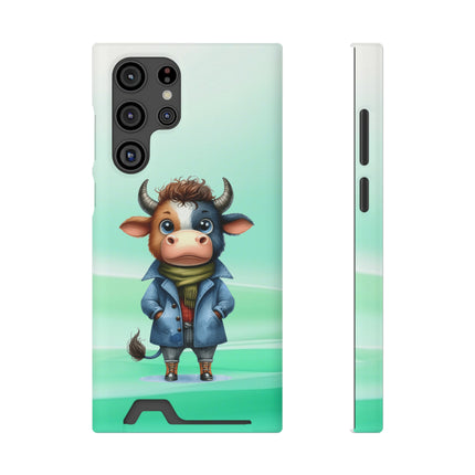 EnchantGuard Phone Case with Card Holder: Style Meets Functionality - Cow