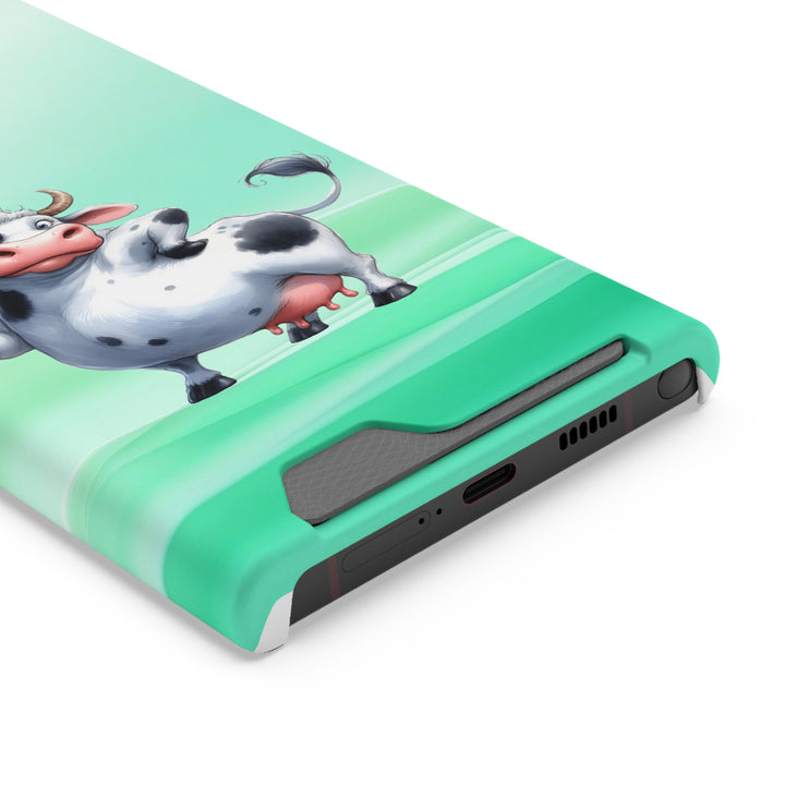 EnchantGuard Phone Case with Card Holder: Style Meets Functionality - Cow