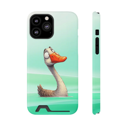 EnchantGuard Phone Case with Card Holder: Style Meets Functionality - Swan