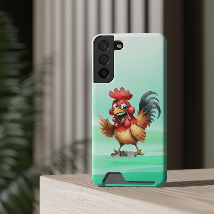 EnchantGuard Phone Case with Card Holder: Style Meets Functionality - Rooster