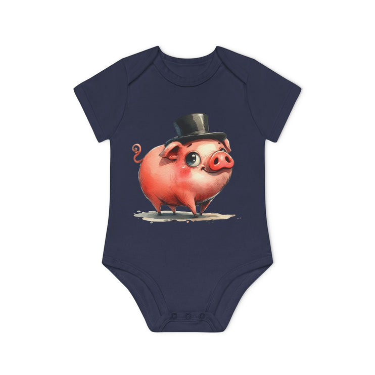 SnuggleNest Organic Baby Bodysuit (Short Sleeves) Pig