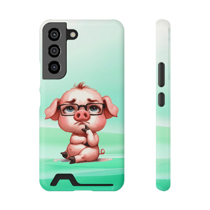 EnchantGuard Phone Case with Card Holder: Style Meets Functionality - Pig