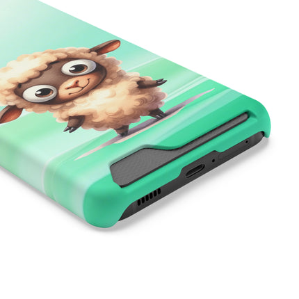 EnchantGuard Phone Case with Card Holder: Style Meets Functionality - Sheep