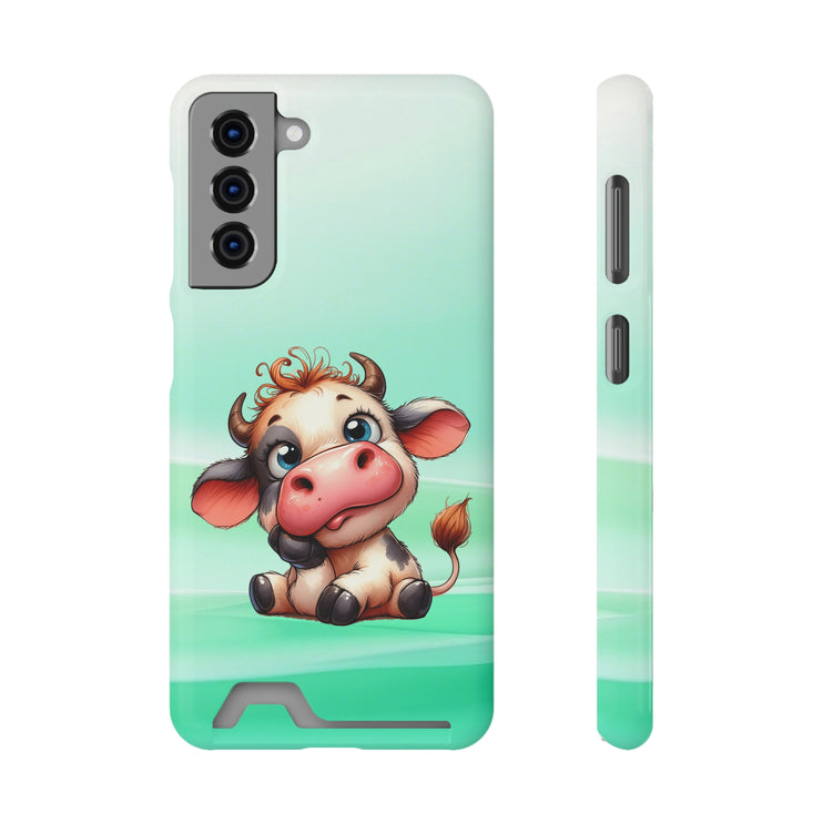 EnchantGuard Phone Case with Card Holder: Style Meets Functionality - Cow