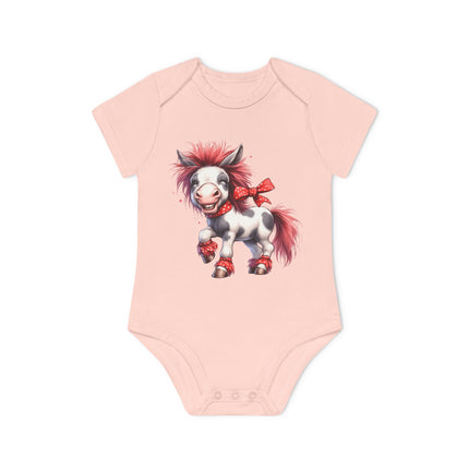 SnuggleNest Organic Baby Bodysuit (Short Sleeves) Horse