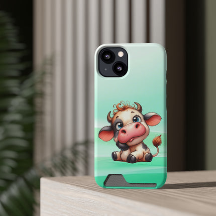 EnchantGuard Phone Case with Card Holder: Style Meets Functionality - Cow