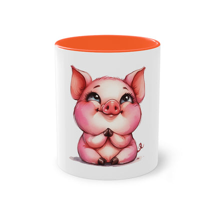 Harmony Two-Tone Coffee Mug: Sip in Style, Revel in Comfort - Pig