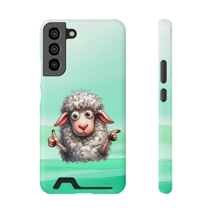 EnchantGuard Phone Case with Card Holder: Style Meets Functionality - Sheep