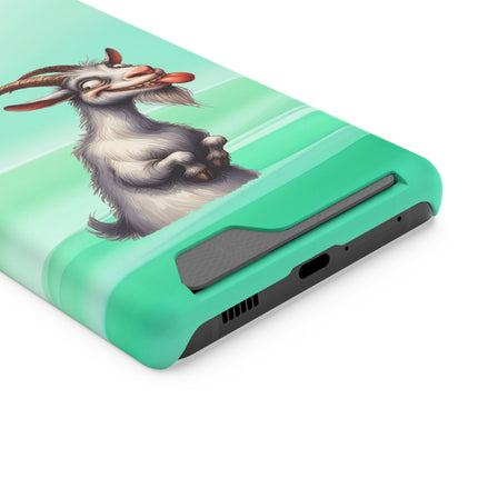 EnchantGuard Phone Case with Card Holder: Style Meets Functionality - Goat