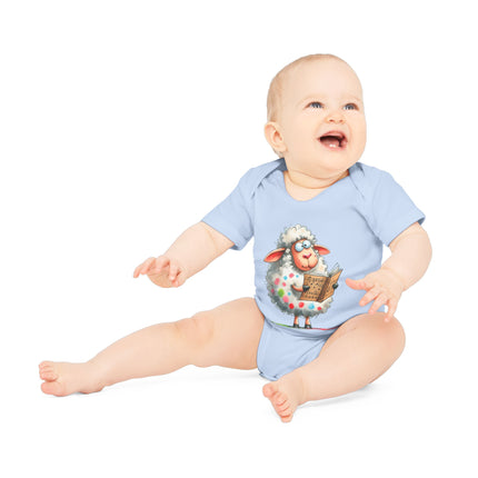 SnuggleNest Organic Baby Bodysuit (Short Sleeves) Sheep