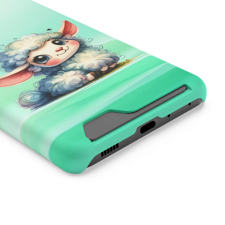 EnchantGuard Phone Case with Card Holder: Style Meets Functionality - Sheep