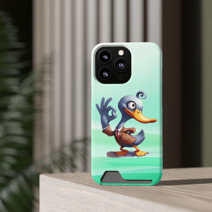 EnchantGuard Phone Case with Card Holder: Style Meets Functionality - Duck