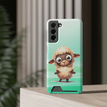 EnchantGuard Phone Case with Card Holder: Style Meets Functionality - Sheep