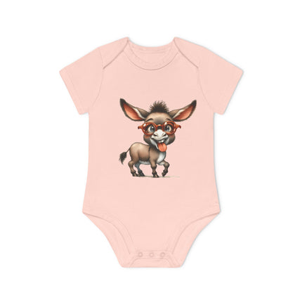 SnuggleNest Organic Baby Bodysuit (Short Sleeves) Donkey