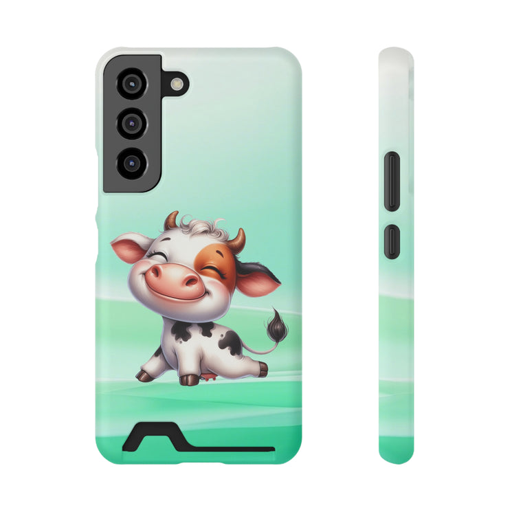 EnchantGuard Phone Case with Card Holder: Style Meets Functionality - Cow