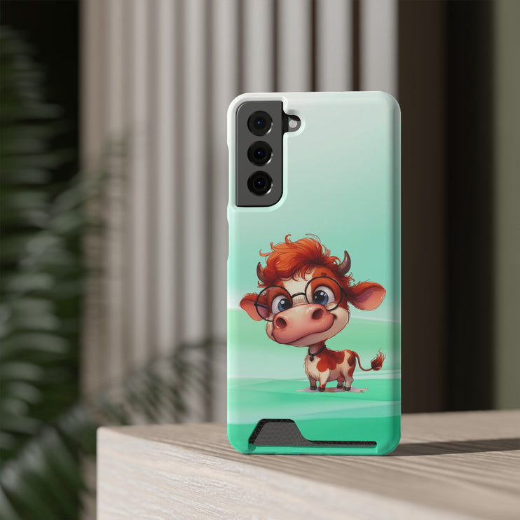 EnchantGuard Phone Case with Card Holder: Style Meets Functionality - Cow