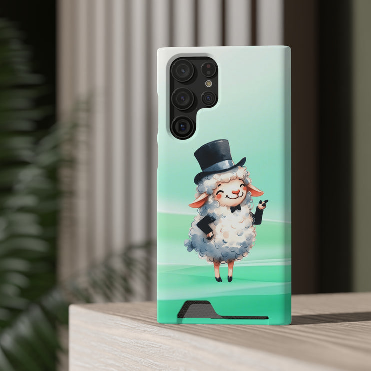 EnchantGuard Phone Case with Card Holder: Style Meets Functionality - Sheep