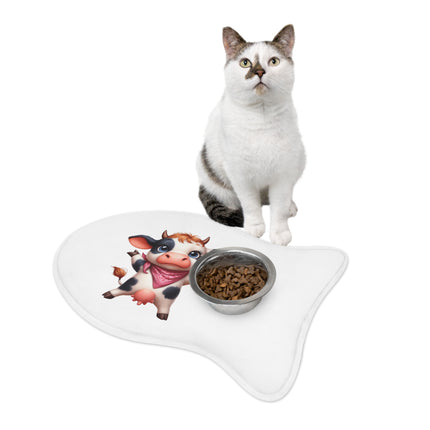 CharmPaws Pet Feeding Mats: Keep Mealtime Mess-Free & Stylish! - Cow